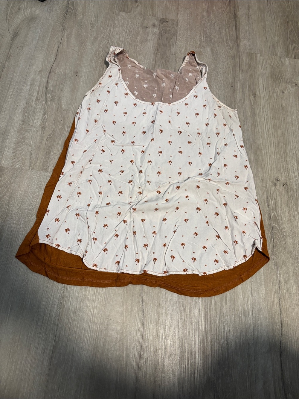 dolan White Palm-Print Layered Camisole with Rust Underlayer